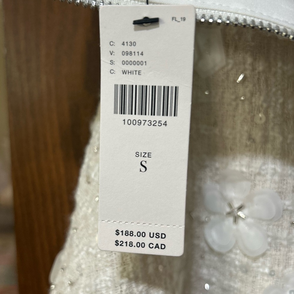 Anthropologie Cream Floral Embellished Mini Dress - Picture 7 of 8